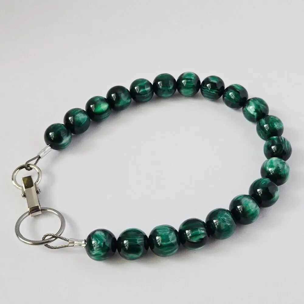 Handmade Dark Green Beaded Dog Collar Necklace Jewelry Durable Acrylic 19